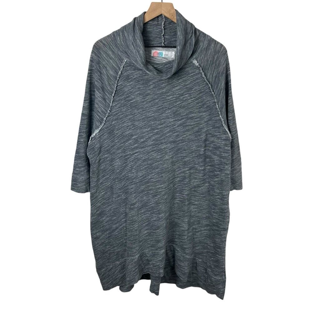 Free People Beach Womens One Size Gray 3/4 Sleeve Cowl Neck Tunic Top